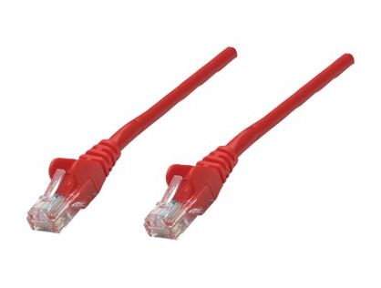 Intellinet Network Patch Cable, Cat5e, 20m, Red, CCA, U/UTP, PVC, RJ45, Gold Plated Contacts, Snagless, Booted, Lifetime Warranty, Polybag - patch cable - 20 m - red