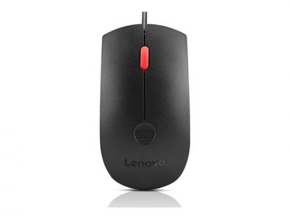 Lenovo - Mouse - ergonomic - optical - 3 buttons - wired - USB-A - black - brown box - CRU