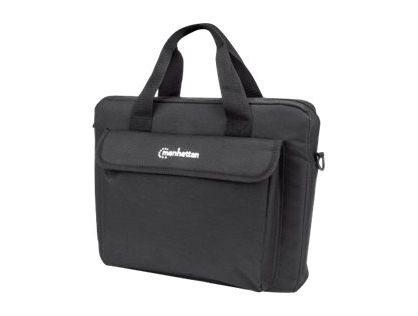 Manhattan London Laptop Bag 12.5", Top Loader, Black, LOW COST, Accessories Pocket, Shoulder Strap (removable), Notebook Case, Three Year Warranty - notebook carrying case