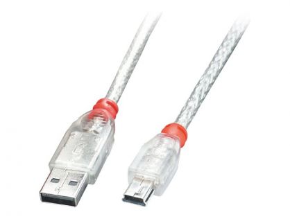 2M USB 2.0 CABLE - TRANSPARENT TYPE A MALE TO MINI B MALE