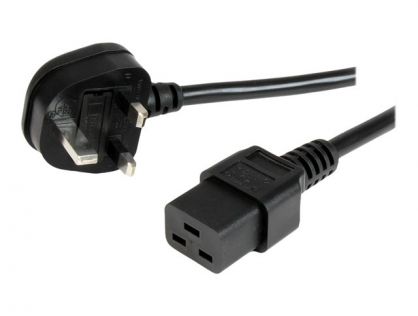 StarTech.com 6ft (2m) UK Computer Power Cable, 16AWG, BS 1363 to C19 Power Cord, 13A 250V, Black Replacement AC Power Cord, TV/Monitor Power Cable, BS 1363 to IEC 60320 C19 - For PC & Network Equipment - power cable - IEC 60320 C19 to BS 1363 - 2 m
