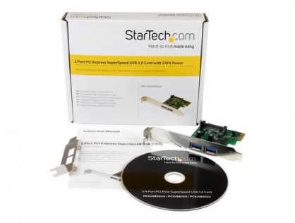 StarTech.com 2 Port PCI Express (PCIe) SuperSpeed USB 3.0 Card Adapter with UASP - SATA Power - Dual Port USB 3 PCIe Controller (PEXUSB3S24) - USB adapter - PCIe - USB 3.0 x 2