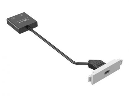 VISION Techconnect Modular AV Faceplate - LIFETIME WARRANTY - USB C module - "C" 3.1 type socket on the front - One tail with 1 x HDMI tail and 1 x USB-A 2.0 sockets - HDMI 4K at 60 Hz - fixes into Techconnect surrounds - plastic - white