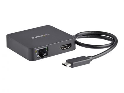 StarTech.com USB C Multiport Adapter, Portable USB-C Mini Dock 4K HDMI Video, Gigabit Ethernet, USB 3.0 Hub (1x USB-A 1x USB-C), USB Type-C Multiport Adapter, Thunderbolt 3 Compatible - USB-C Travel Dock (DKT30CHD) - Docking station - USB-C / Thunderbolt