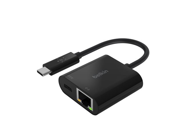 Belkin Ethernet and charge adapter - USB-C - Gigabit Ethernet x 1 + USB-C (power only) x 1