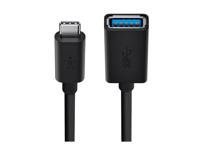 Belkin 3.0 USB-C to USB-A Adapter - USB adapter - USB-C (M) reversible to USB Type A (F) - USB 3.0 - 3 A - 12.7 cm - black
