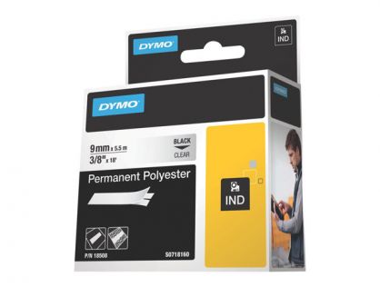 DYMO - Polyester - black on clear - Roll (0.9 cm x 5.5 m) 1 cassette(s) permanent tape - for Rhino 4200, 6000, 6000 Hard Case Kit