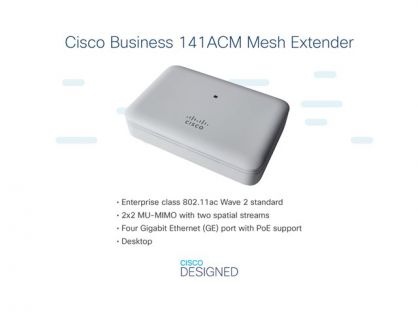 Cisco Business 141ACM Mesh Extender - Wi-Fi range extender - Wi-Fi 5 - 2.4 GHz, 5 GHz - DC power - desktop
