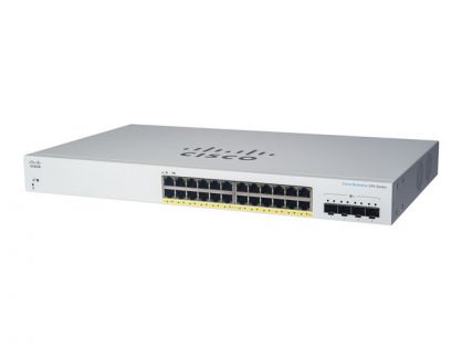 Cisco Business 220 Series CBS220-24FP-4X - Switch - smart - 24 x 10/100/1000 (PoE+) + 4 x 10 Gigabit SFP+ (uplink) - rack-mountable - PoE+ (382 W)