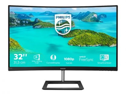 Philips E-line 322E1C - LED monitor - curved - 32" (31.5" viewable) - 1920 x 1080 Full HD (1080p) @ 75 Hz - VA - 250 cd/m² - 3000:1 - 4 ms - HDMI, VGA, DisplayPort - textured black