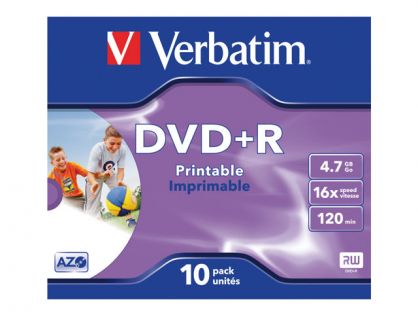 DVD+R 4.7GB 16X PRINTABLE 10PK JEWELCASE