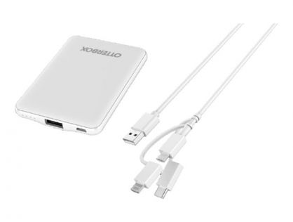 OtterBox Power Bank Bundle 5K MAH USB A&Micro 10W + 3-1 Cable 1M White