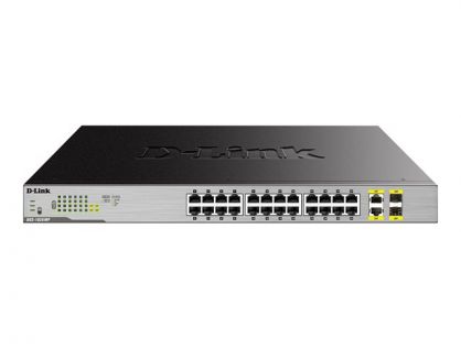 D-Link DGS 1026MP - Switch - unmanaged - 24 x 10/100/1000 (PoE) + 2 x combo Gigabit SFP - rack-mountable, desktop - PoE (370 W)