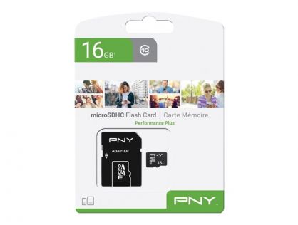 PNY Performance Plus - Flash memory card - 16 GB - Class 10 - microSDHC