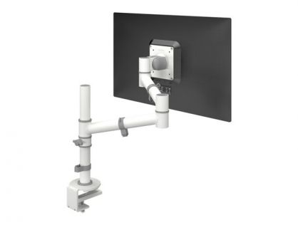 Dataflex Viewgo single monitor arm - white - desk clamp and bolt through mounts - depth adjustment
