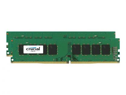 Crucial - DDR4 - kit - 32 GB: 2 x 16 GB - DIMM 288-pin - 2400 MHz / PC4-19200 - CL17 - 1.2 V - unbuffered - non-ECC