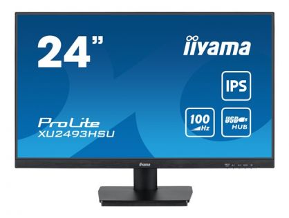 iiyama ProLite XU2493HSU-B6 - LED monitor - 24" (23.8" viewable) - 1920 x 1080 Full HD (1080p) @ 100 Hz - IPS - 250 cd/m² - 1000:1 - 1 ms - HDMI, DisplayPort - speakers - matte black
