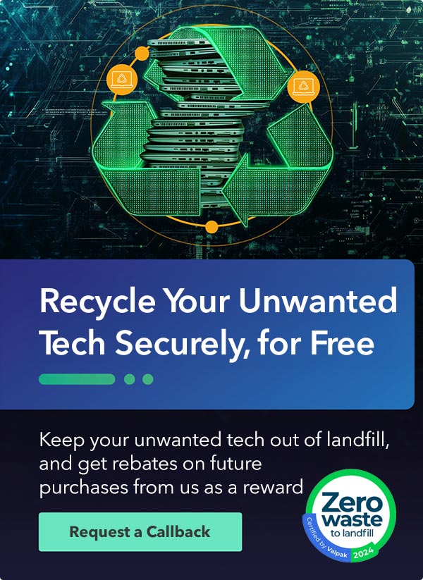 Converge UK IT Recycling banner with a call-back link for customers to click