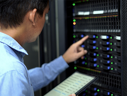 A person working with a network server