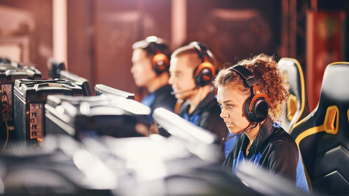 Esports gamers taking part in an inter-school competition