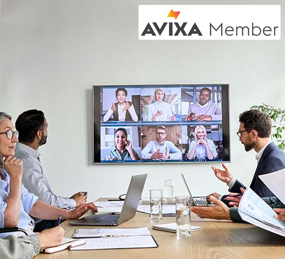 A conference call taking place using Converge AV Solutions
