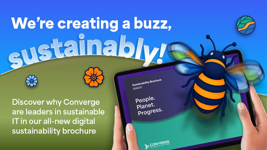 A banner showing the Converge sustainability brochure available for download