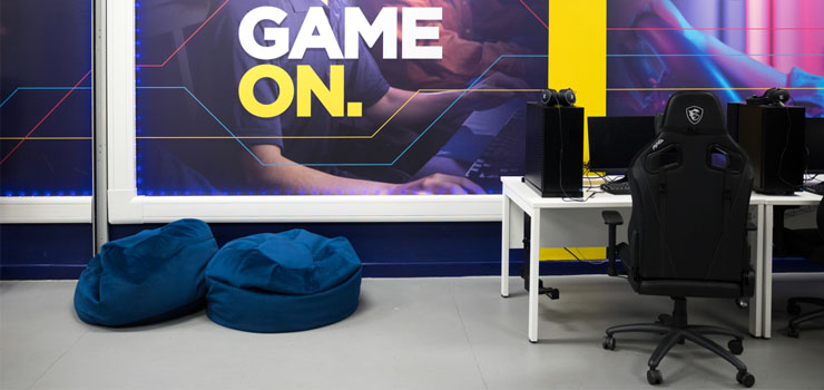 Croydon College Esports Lab With Bean Bag Chairs For Comfort