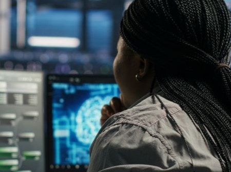 A person working on an AI powered pc