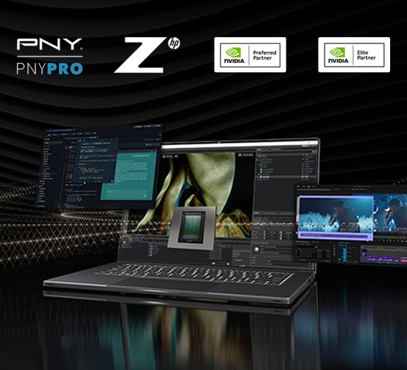Nvidia bnner with the Nvidia, PNY pro and HP Z logo on