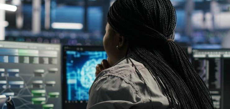 A person working on an AI powered computer