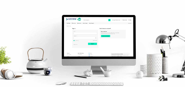 A monitor showing the Converge Account Creation Page