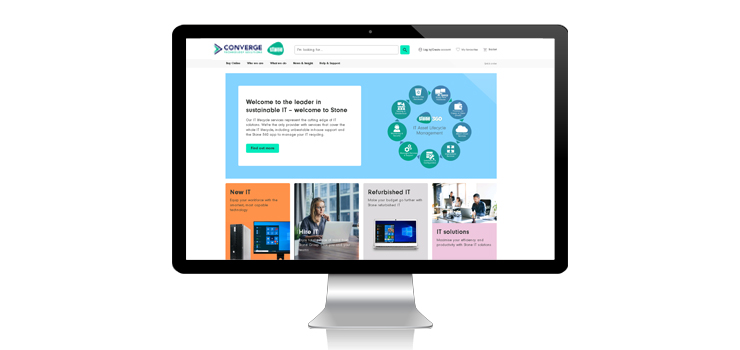 A pc monitor showing the Converge UK website