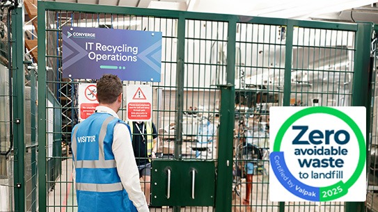 A member of Converge recycling unwanted IT equipment