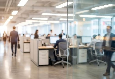 Office Space with people connected to a LAN