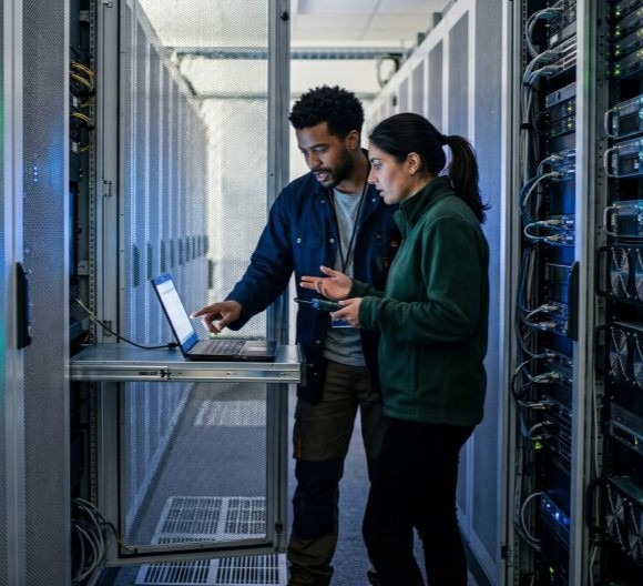 A network server being maintained