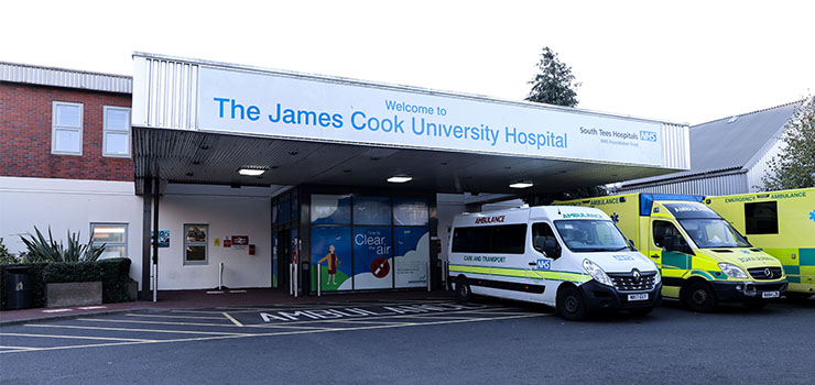 Ambulances outside of South Tees hospital