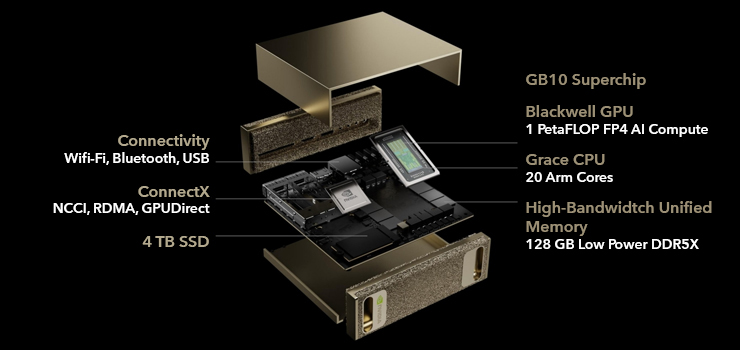 NVIDIA DGX Spark device split apart from descriptions for each part
