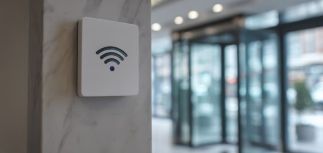 A wireless network access point on a wall