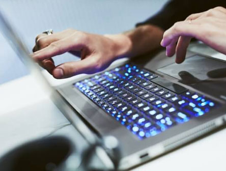 Close up photo of an HP Zbook laptop keyboard